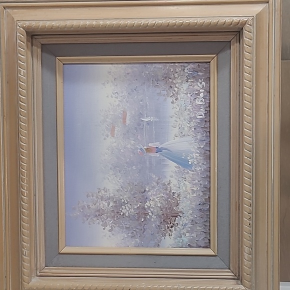 EUC Henri DuBois Original Oil Painting Lady by the Lake with Wood Frame - Picture 10 of 10